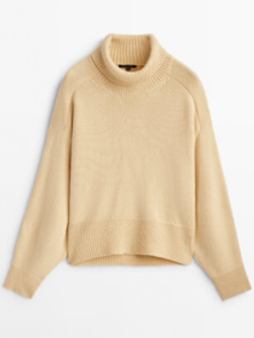 Massimo Dutti Wool/Cashmere turtleneck cape sweater in beige